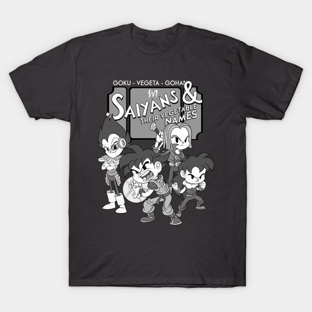 Saiyans and their vegetable names T-Shirt by Juandamurai